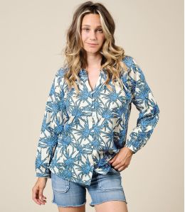 AGNES PALMA BLUE Bluse aus Baumwolle - 1