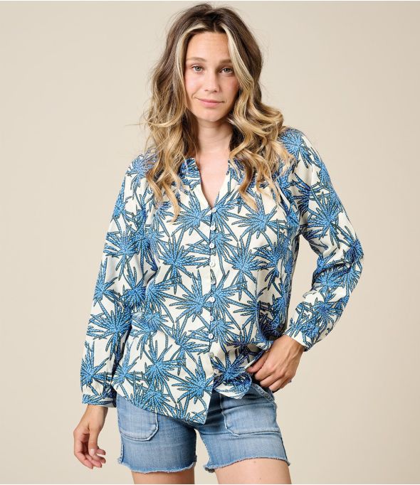 AGNES PALMA BLEU Blouse en Coton - 1