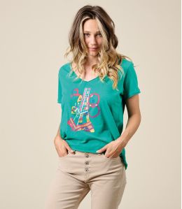 VITA PARIS GROEN Katoenen T-Shirt - 2