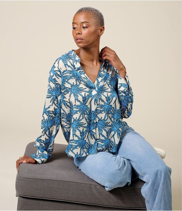 MILA PALMA BLEU Viscose Blouse - 1