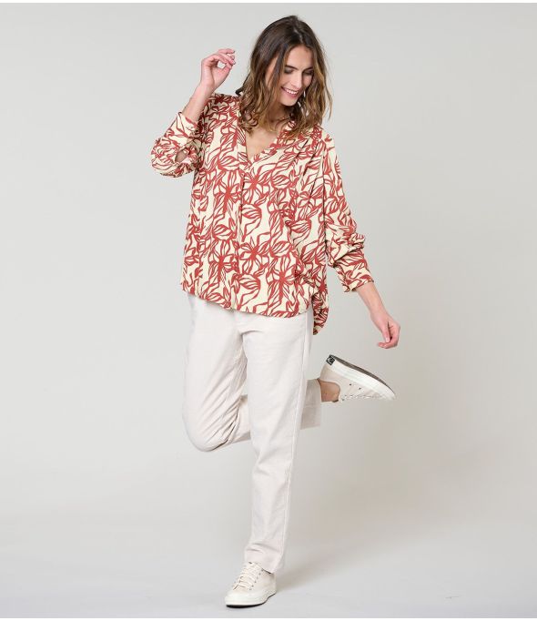 SARA PASTEL BRICK BLOUSE in Viscose - 1