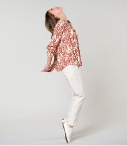 BLUSA SARA PASTELLO MATTONE in Viscosa - 3