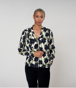 SARA HIBIS BLUSA NERA in Viscosa - 1