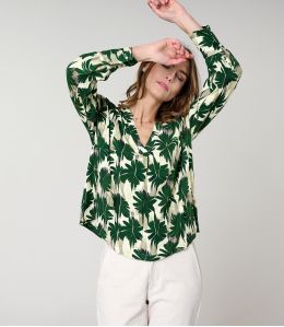 SARA HIBIS GROENE BLOUSE in Viscose - 2