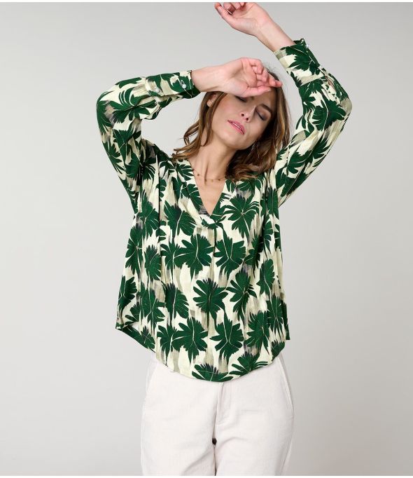 SARA HIBIS GROENE BLOUSE in viscose - 1