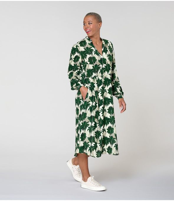 GULIA HIBIS VERT ROBE en Viscose - 1