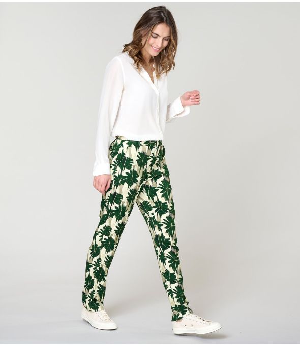 LENY HIBIS GREEN Pantaloni in Viscosa - 1