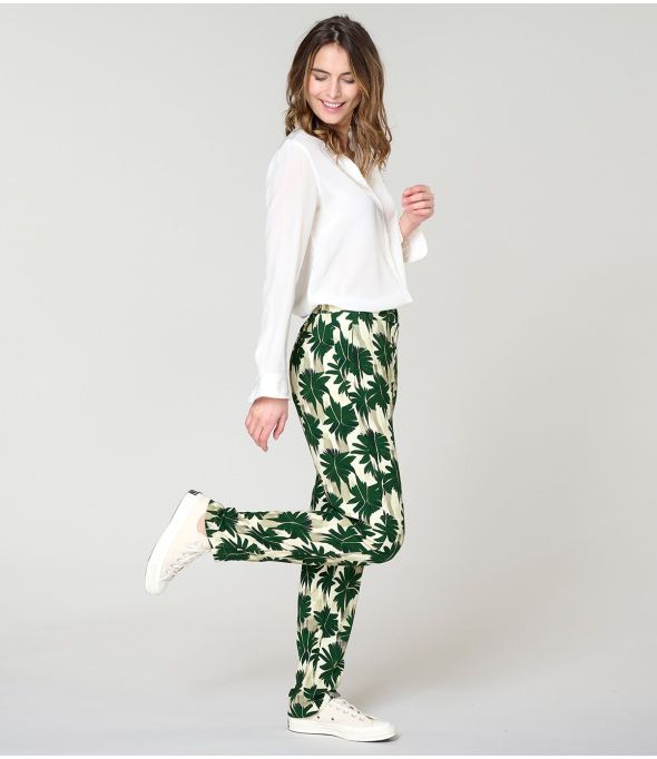 LENY HIBIS GREEN Pantaloni in Viscosa - 1