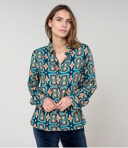 FRAN KHAN CAMICIA BLU in viscosa - 2