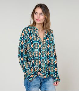 BLUSA MILA KHAN BLU in Viscosa - 1