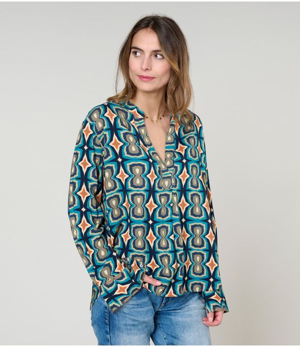 BLUSA MILA KHAN BLU in Viscosa - 1