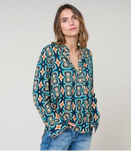 BLUSA MILA KHAN BLU in Viscosa - 2