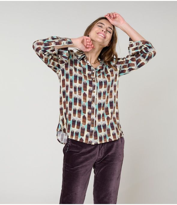 FRAN KUMI PLUM Viscose Shirt - 1