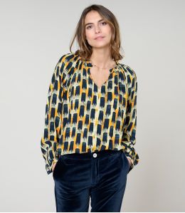 IRIS KUMI NAVY Blusa in viscosa - 3