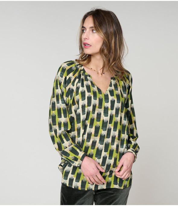 IRIS KUMI GROENE BLOUSE in viscose - 1