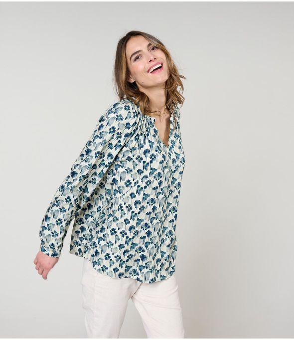 IRIS VERO BLAUWE BLOUSE in viscose - 1