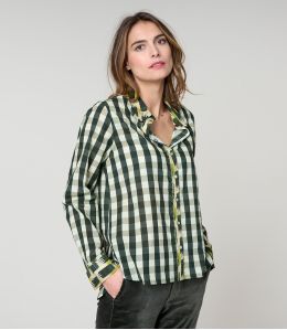 CAMICIA FRAN CHECK KAKI IN COTONE - 2