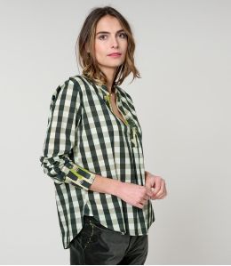 MILA CHECK KHAKI BLOUSE van katoen - 2