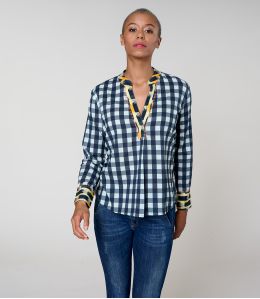 MILA CHECK MARINE BLOUSE en Coton - 1