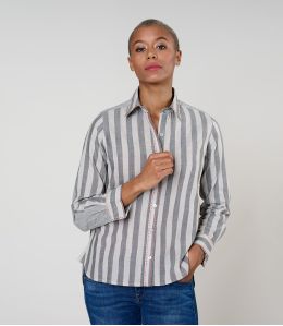 CAMICIA FRAN WEAVE IN COTONE GRIGIO - 1