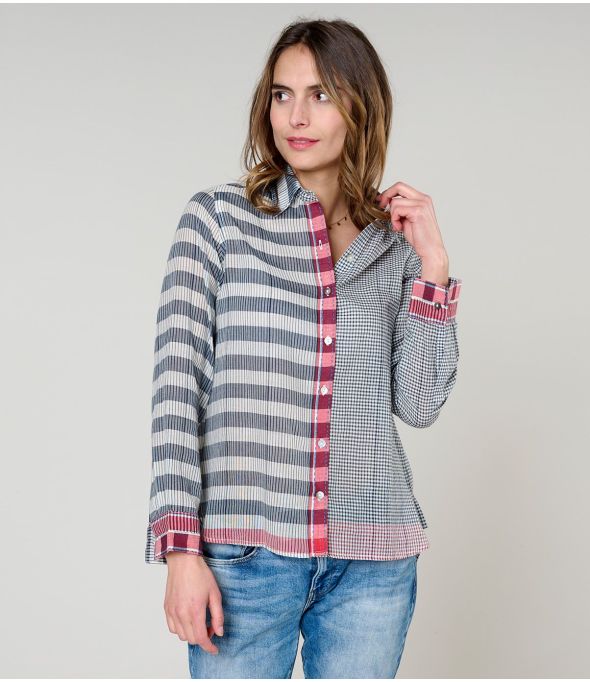 CAMICIA FRAN WEAVE COTONE BLU - 1