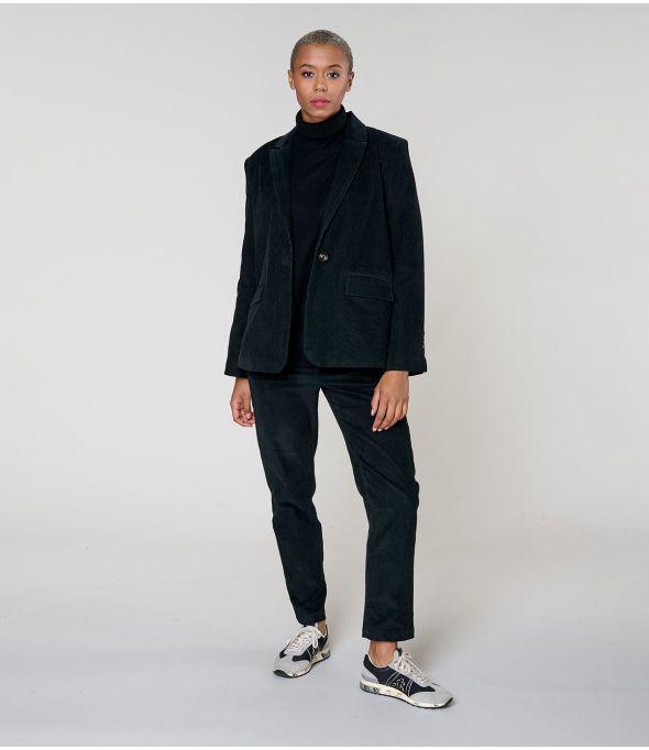 LOU PLAIN BLACK VELVET VISCOSE JACKET - 1