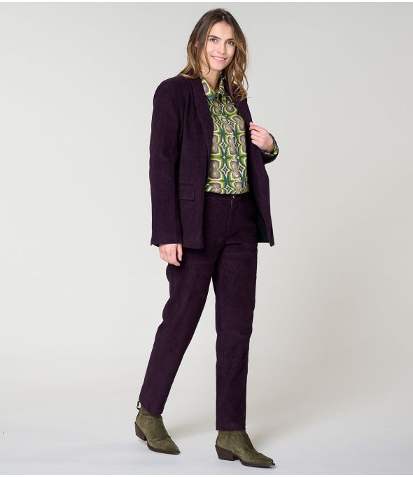 LOU PLAIN VELVET PLUM VISCOSE JACKET - 1