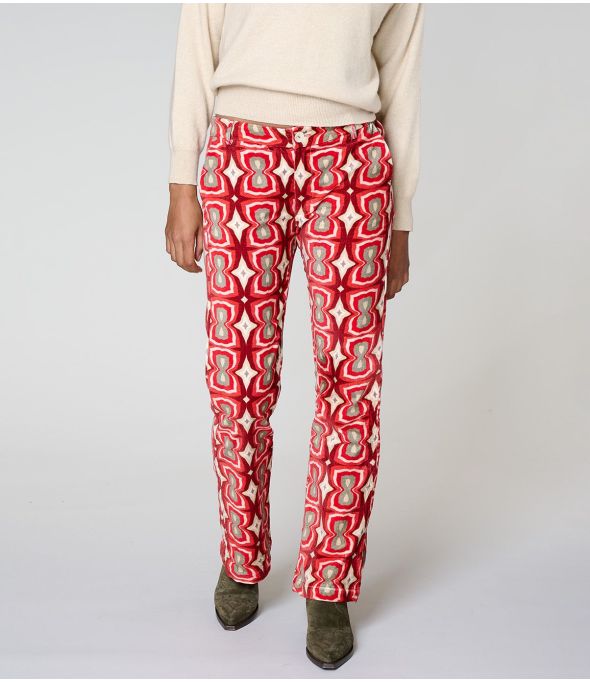 SASHA KHAN PANTALONE ROSSO IN COTONE - 1