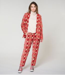 LENY KHAN PANTALONE ROSSO IN COTONE - 1