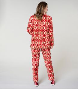 LENY KHAN PANTALONE ROSSO IN COTONE - 4