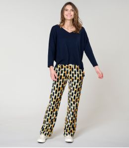 SASHA KUMI PANTALONE IN COTONE BLU NAVY - 1