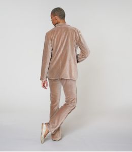 PANTALONE SASHA IN VELLUTO NUDE COTONE TINTA UNITA - 4