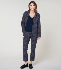 MARIUS PANTALONE TARTAN BLU COTONE - 1