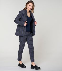 MARIUS PANTALONE TARTAN BLU COTONE - 2