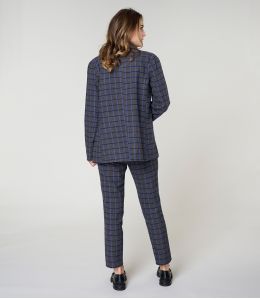 MARIUS PANTALONE TARTAN BLU COTONE - 3