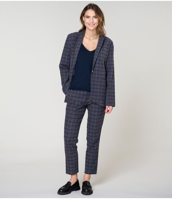 PAULE TARTAN BLEU VESTE en Coton - 1