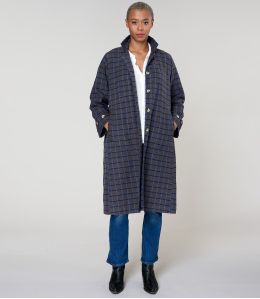 GUSTAVE CAPPOTTO IN COTONE TARTAN BLU - 1