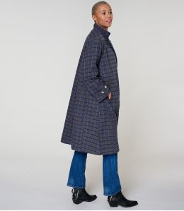 GUSTAVE CAPPOTTO IN COTONE TARTAN BLU - 3