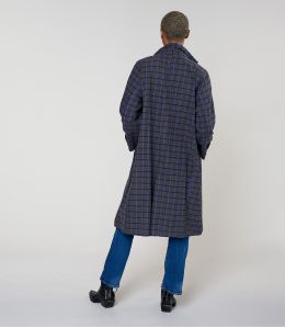 GUSTAVE CAPPOTTO IN COTONE TARTAN BLU - 4