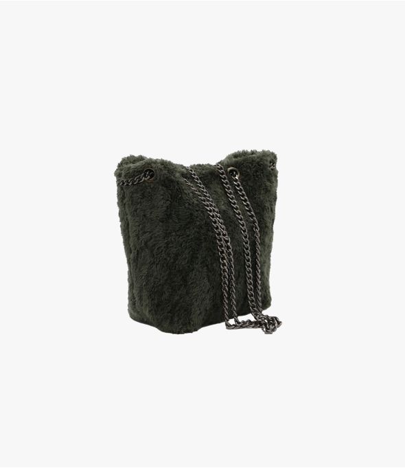 ALICE KHAKI FUR SMALL BAG in Polyester - 1