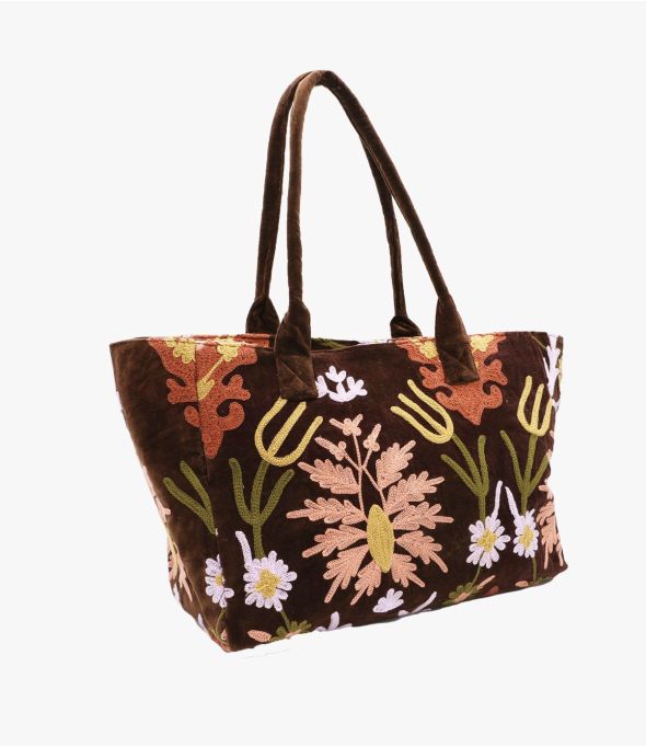 BORSA CRUISE BOTANIC MARRONE GRANDE IN COTONE - 1