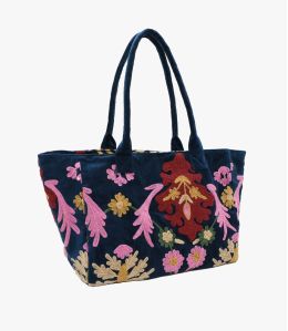 CRUISE BOTANIC NAVY LARGE COTTON BAG - 1