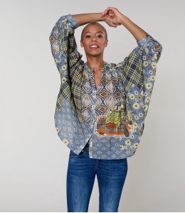 COCO DOLORES BLEU BLOUSE en Coton - 3