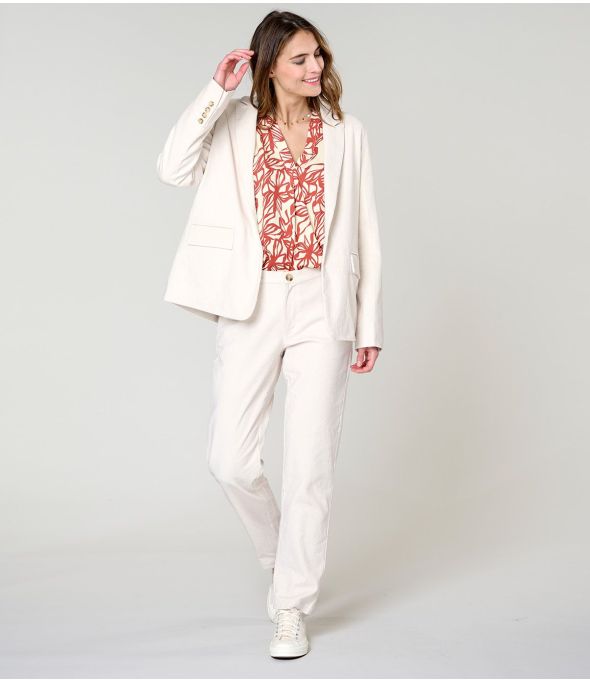 LOU PLAIN ECRU VELVET JACKET in Viscose - 1